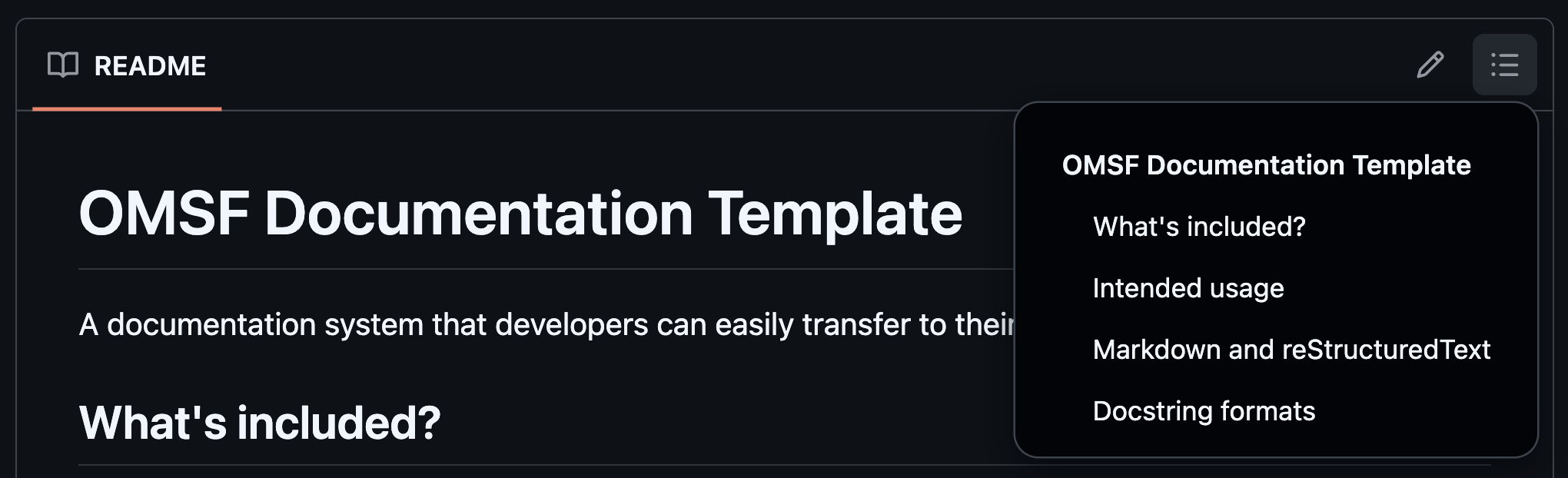 Example of GitHub TOC