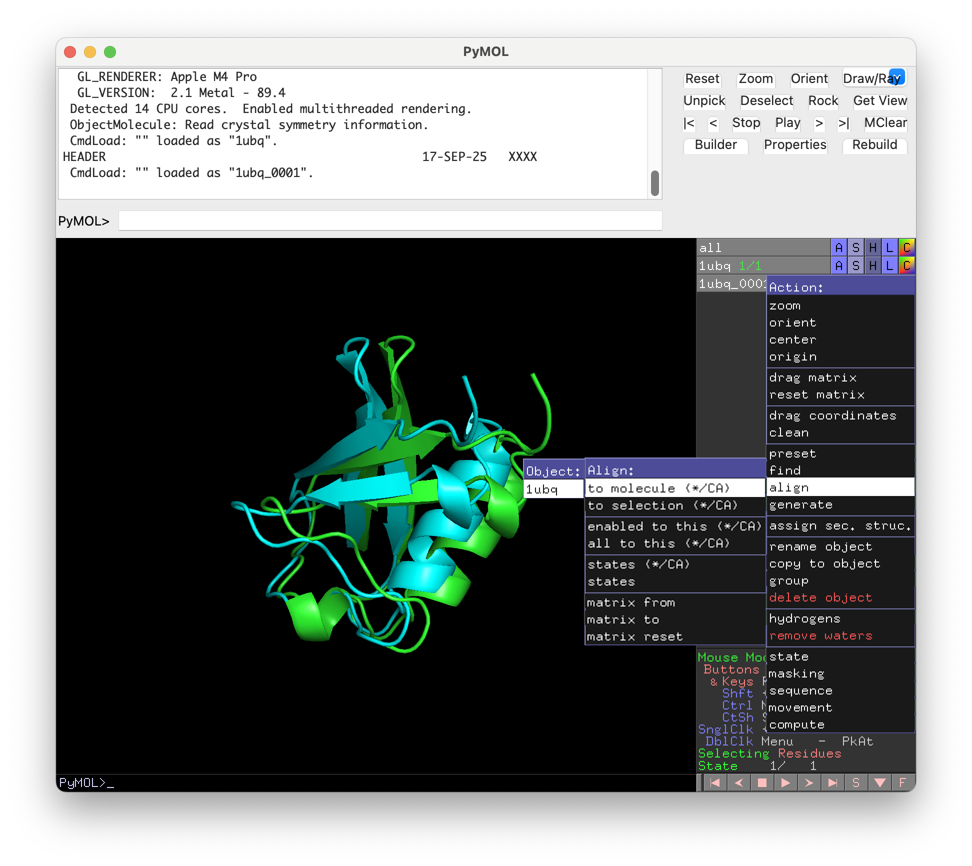 Example of a confusing image: Aligning proteins using PyMOL