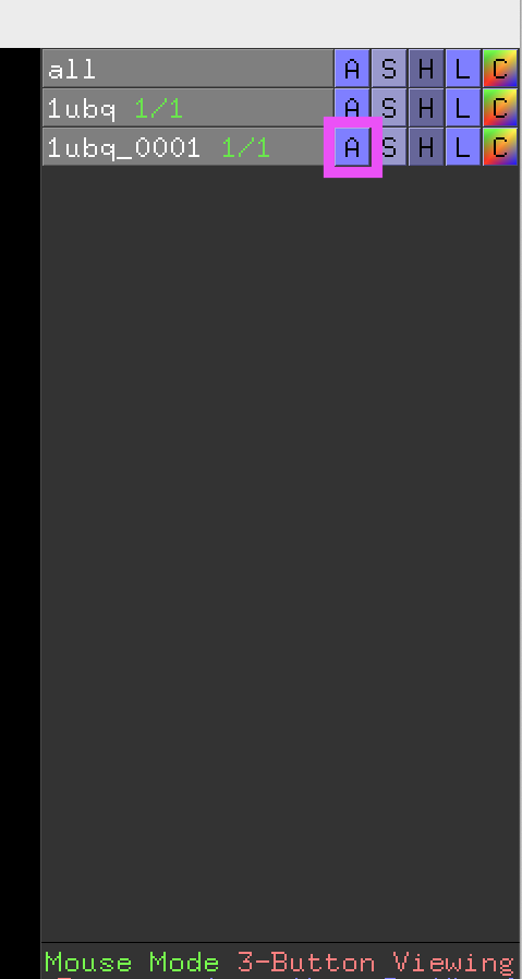 Example of a good image: Opening the Action menu in PyMOL